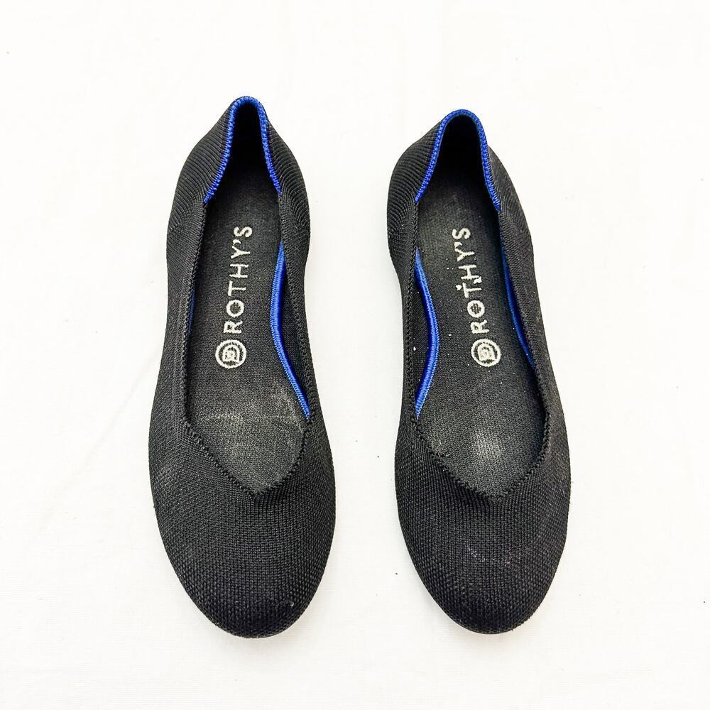 Rothy's The Flat Round Toe Ballet Flats Black Classic Shoes Size 8.5